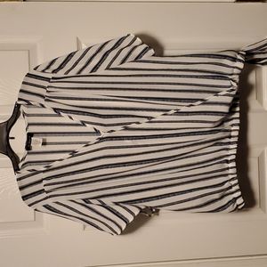 Adara Pinstripe Wrap Blouse
